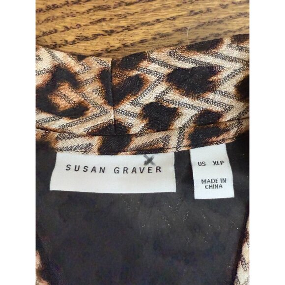 Susan Graver Womens Leopard Print Open Long Cardigan Size XLP Pockets Stretch - Picture 11 of 15
